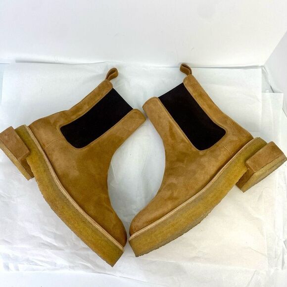 New FRAME Le Canon Platform Women’s Chelsea Boot in Chamois SZ 38.5 ($598) - Picture 7 of 12